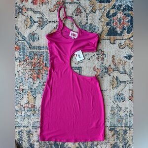 BWNT Solid & Stripped Cutout Mini Dress